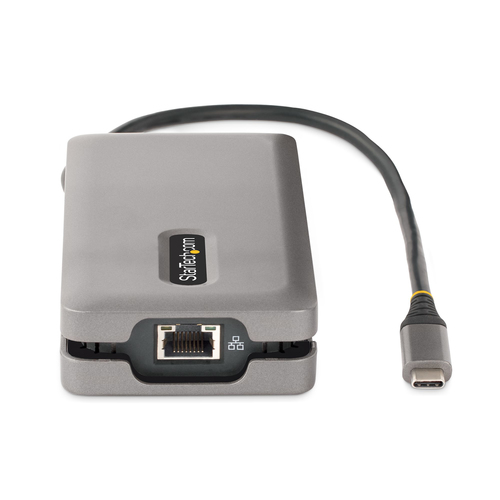StarTech.com USB-C Multiport Adapter - 4K 60Hz HDMI/DP - 3-Port USB Hub - 100W Power Delivery Pass-Through - GbE - Travel Mini Docking Station w/ Charging - 1ft/30cm Wrap-Around Cable