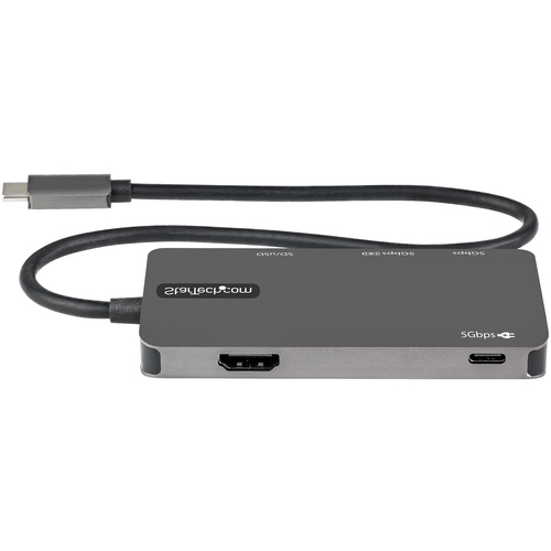 StarTech.com USB C Multiport Adapter - USB-C to 4K HDMI, 100W Power Delivery Pass-through, SD/MicroSD Slot, 3-Port USB 3.0 Hub - USB Type-C Mini Dock - 12" (30cm) Long Attached Cable