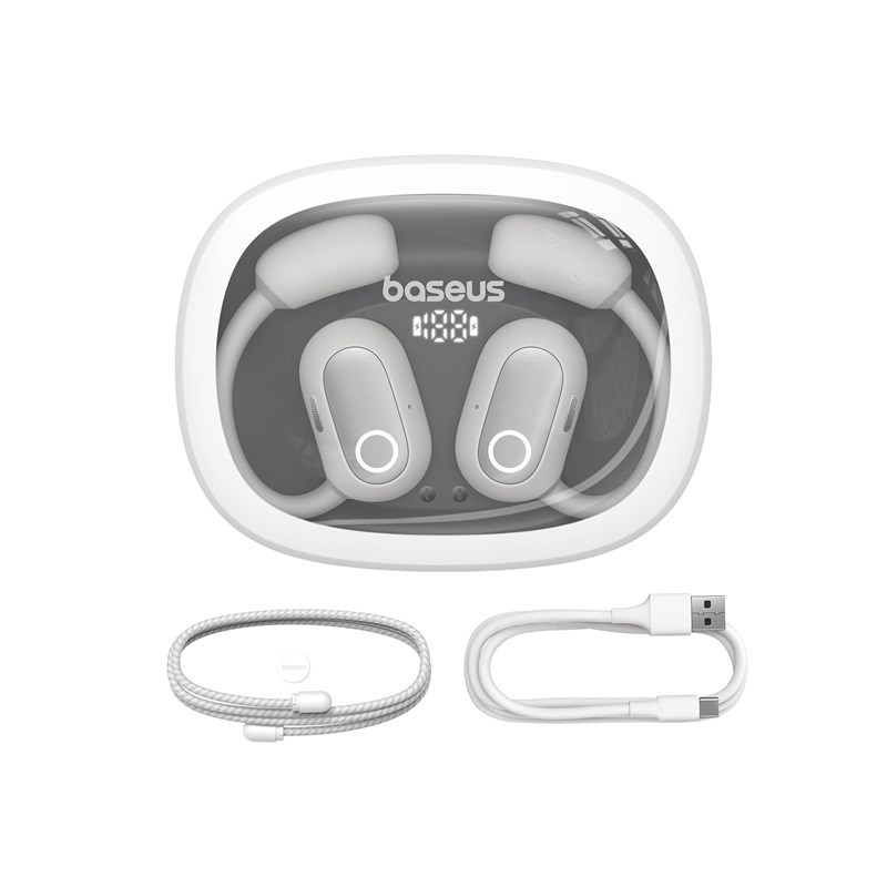 Baseus Eli Fit Open- Ear Headset Wireless Connectivity/Music USB Type-C Bluetooth White