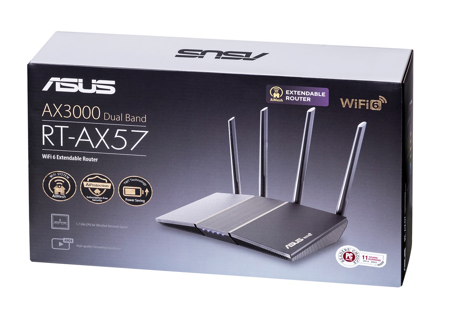 ASUS RT-AX57 wireless router Gigabit Ethernet Dual-band (2.4 GHz / 5 GHz) Black