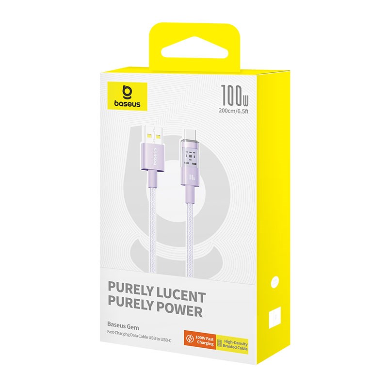 Baseus Gem USB A to USB C fast charging cable 2 m 100 W Purple