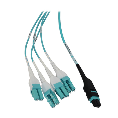 Tripp Lite Preloaded Fiber Panel, 1U - 2x (12F MTP/MPO-PC to 4x LC Duplex F/M) 8F Trunk Cables, OM4 Multimode, 20 m (65.6 ft.)