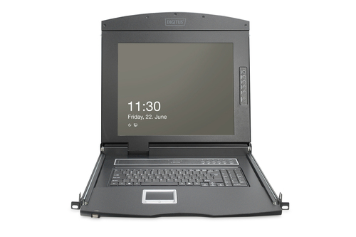 Digitus 19" HD LCD KVM console, 8-port Cat 5, Swiss keyboard
