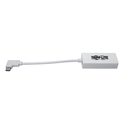 Tripp Lite U436-06N-GBW-RA USB-C to Gigabit Network Adapter with Right Angle USB-C, Thunderbolt 3 Compatibility - White