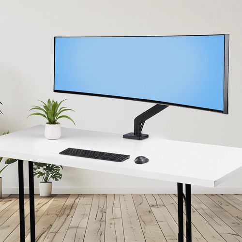 StarTech.com Monitor Desk Mount for up to 49in 32:9 Ultrawide Curved Screens, Mechanical Spring Arm, C-Clamp/Grommet, Tool-Less Adjustment, Max 44lb/20kg