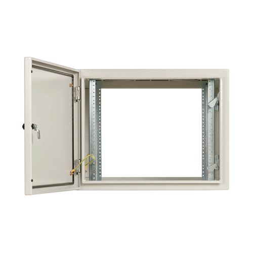 Tripp Lite SRN4G9USDP SmartRack Industrial Enclosure with Lock - NEMA 4, Wall Mount, Metal Construction, Hinged Back, 32 in. Depth, 9U, Gray