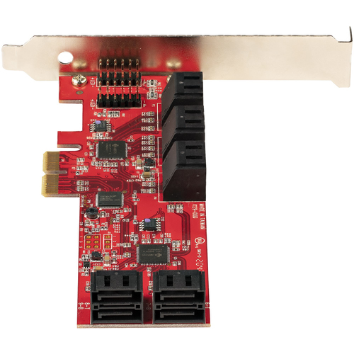 StarTech.com SATA PCIe Card - 10 Port PCIe SATA Expansion Card - 6Gbps - Low/Full Profile - Stacked SATA Connectors - ASM1062 Non-Raid - PCI Express to SATA Converter/Adapter