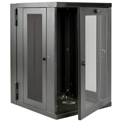 Tripp Lite SRW18USDPG SmartRack 18U UPS-Depth Wall-Mount Half-Height Rack Enclosure, Clear Acrylic Window, Hinged Back