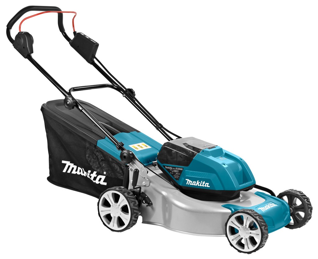 Makita DLM460PT2 lawn mower Walk behind lawn mower Battery Black  Blue  Grey