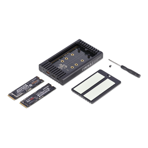 StarTech.com Dual-Bay M.2 NVMe Enclosure and Standalone Duplicator, 1:1 NVMe Cloner and SSD Enclosure, USB-C 10Gbps, Dual M.2 NVMe Reader and Offline Cloner, TAA