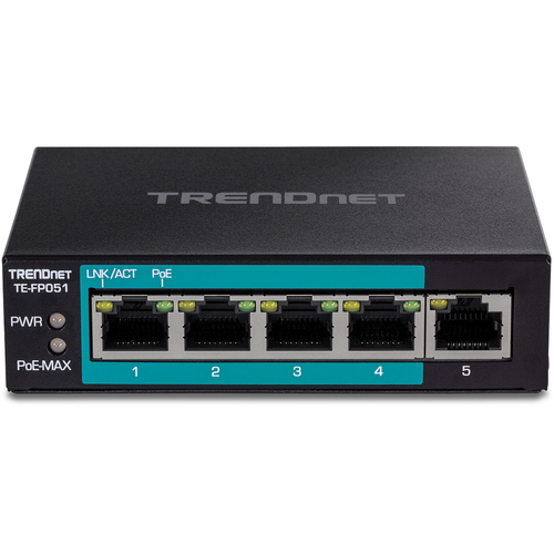 Trendnet TE-FP051 network switch Unmanaged Fast Ethernet (10/100) Power over Ethernet (PoE) Black