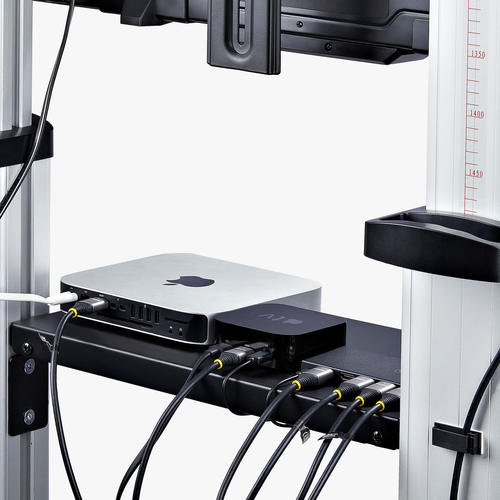 StarTech.com Rolling TV Cart/Stand On Wheels For 60-100inch Flat Screens Up To 220lb (100kg), Height Adjustment via Hand Crank, Mobile/Portable Trolley Mount