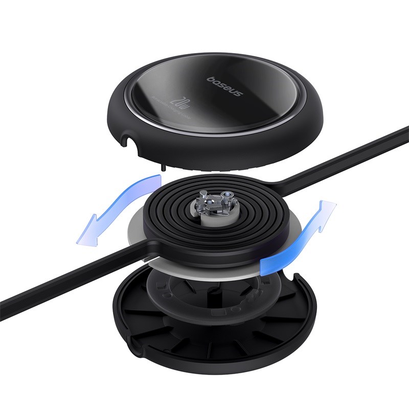 Baseus Free2Pull Expandable USB C to iP Ligtning fast charging cable 1 m 20 W Black