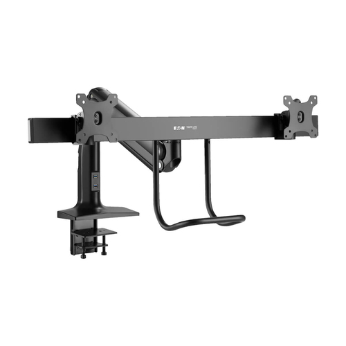 Tripp Lite DMPDD1735AM Safe-IT Precision-Placement Dual-Display Desk Clamp or Grommet with Antimicrobial Tape for 17” to 35” Displays, USB Ports