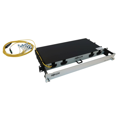 Tripp Lite Preloaded Fiber Panel, 1U - 2x (24F MTP/MPO-APC to 12x LC Duplex F/M) 24F Trunk Cables, OS2 Singlemode, 20 m (65.6 ft.)