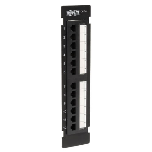 Tripp Lite N250-012 12-Port Cat6/Cat5 Wall-Mount Vertical 110 Patch Panel, TAA