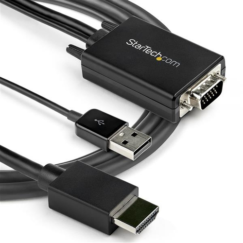 StarTech.com 2m VGA to HDMI Converter Cable with USB Audio Support & Power - Analog to Digital Video Adapter Cable to connect a VGA PC to HDMI Display - 1080p Male to Male Monitor Cable
