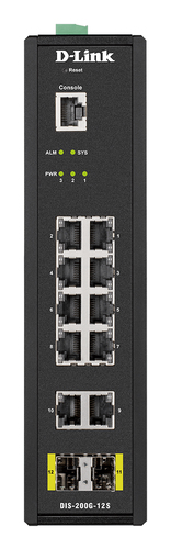 D-Link 12-Port L2 Industrial Smart Managed Switch with 10 x 1GBaseT(X) & 2 x SFP