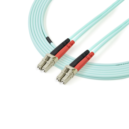 StarTech.com 5m (16.4ft) LC/UPC to LC/UPC OM3 Multimode Fiber Optic Cable, Full Duplex 50/125µm Zipcord Fiber Cable, 100G, Low Insertion Loss, LSZH Fiber Jumper Cord