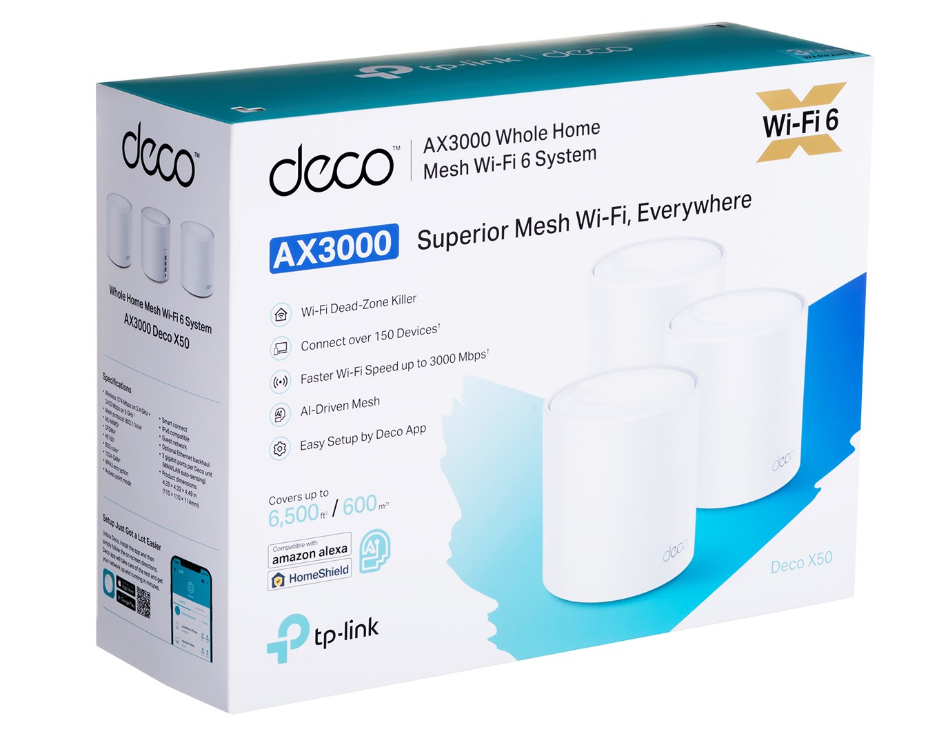 TP-Link AX3000 Whole Home Mesh WiFi 6 System, 3-Pack