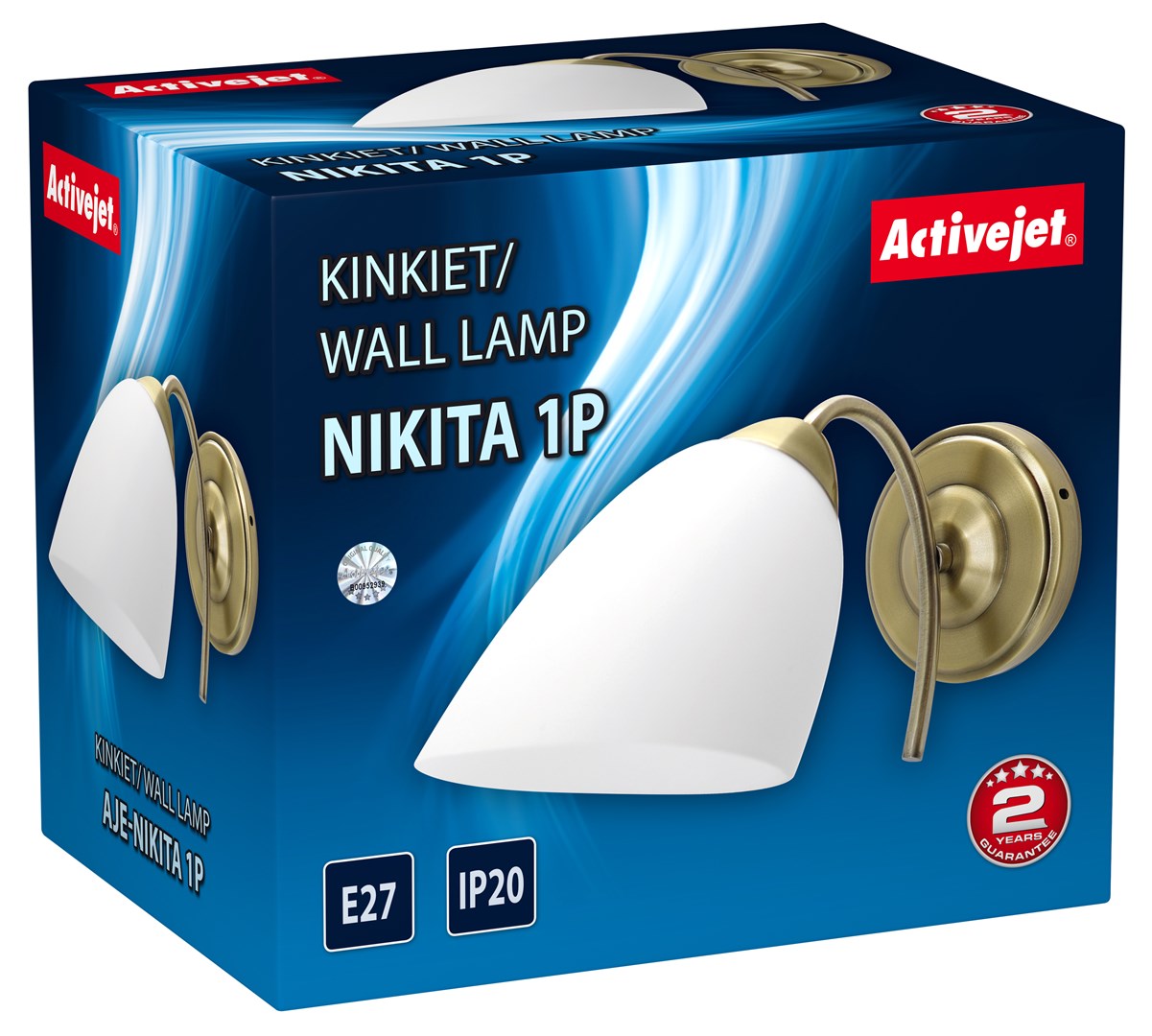 Classic single wall lamp Activejet NIKITA Patyna E27 for the living room
