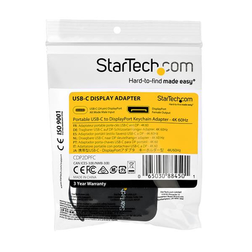 StarTech.com Compact USB C to DisplayPort 1.4 Adapter - 8K 60Hz/4K USB-C to DP Video Converter w/ Keychain Ring - USB Type-C DP Alt Mode (HBR3 HDR DSC) to DP Monitor Dongle - TB3 Compatible
