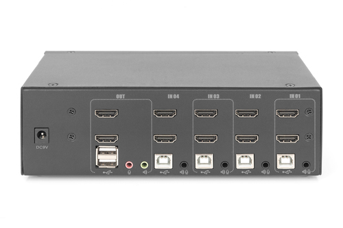 Digitus KVM Switch, 4 Port, Dual Display, 4K, HDMI®