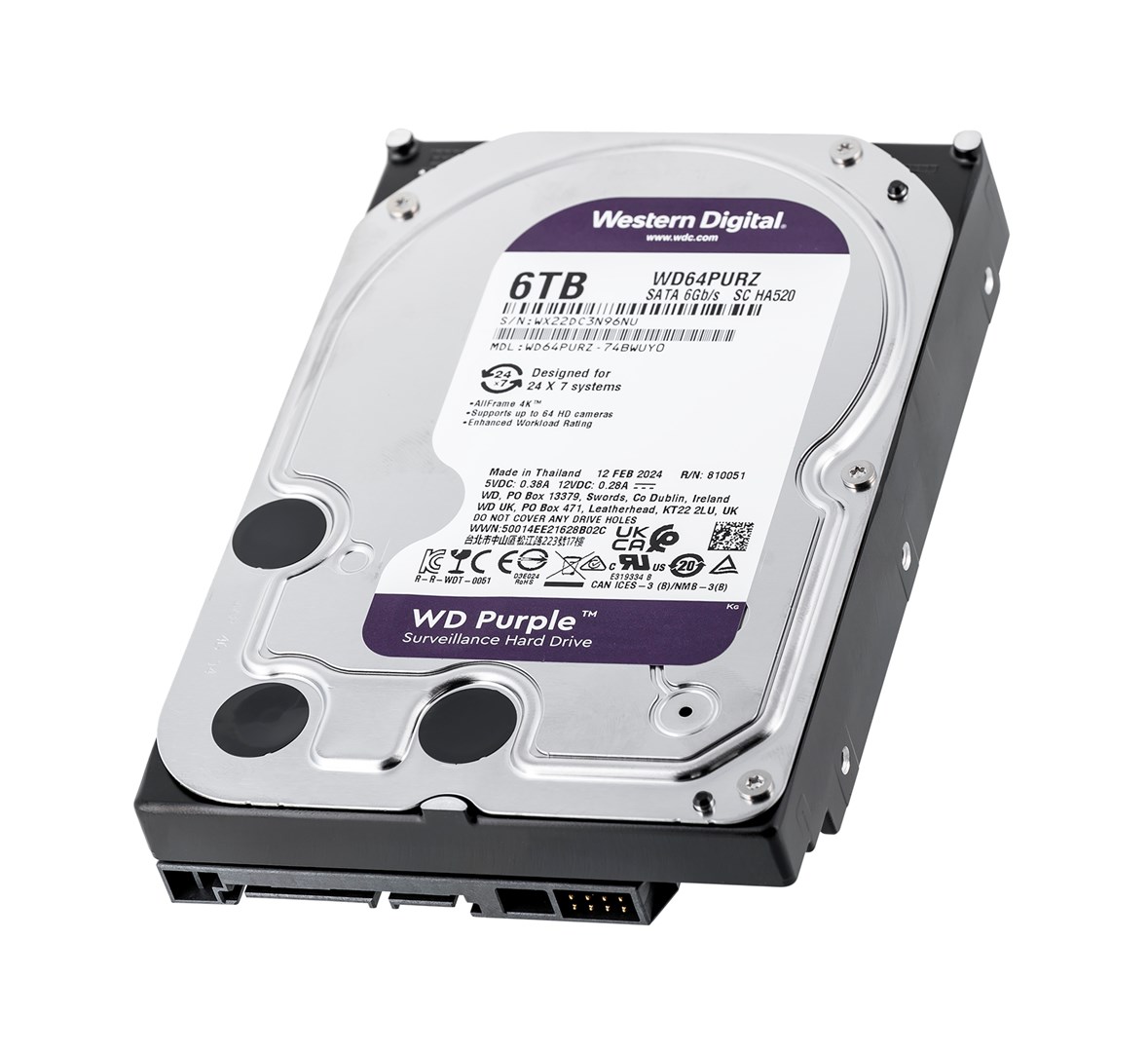 Western Digital Purple internal hard drive 6 TB 5400 RPM 256 MB 3.5" Serial ATA III