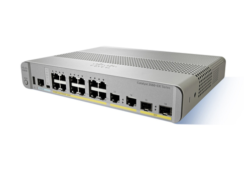 Cisco Catalyst 3560CX-8PC-S Network Switch, 8 Gigabit Ethernet (GbE) Ports, 8 PoE+ Outputs, 240W PoE Budget, two 1 G SFP and two 1 G Copper Uplinks, Enhanced Limited Lifetime Warranty (WS-C3560CX-8PC-S)