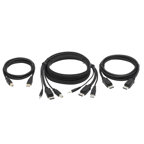 Tripp Lite DisplayPort KVM Cable Kit - DP, USB, 3.5 mm Audio (3xM/3xM) + USB (M/M) + DP (M/M), 4K, 6 ft. (1.83 m), Black