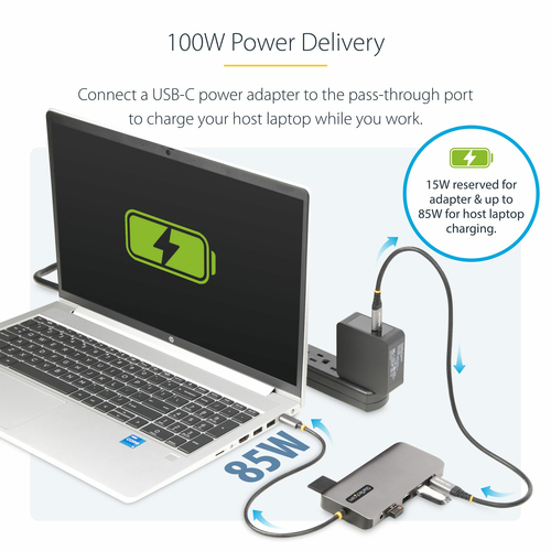 StarTech.com USB-C Triple-Monitor Multiport Adapter, Dual 4K 60Hz + 4K 30Hz HDMI & DisplayPort, 4-Port USB Hub, 100W PD Pass-Through, GbE, SD/MicroSD Card Readers