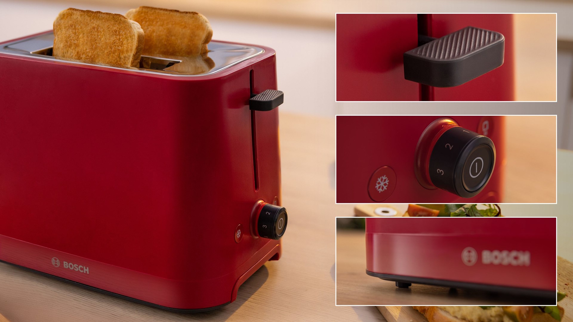 Bosch TAT3M124 toaster 2 slice(s) 950 W Red