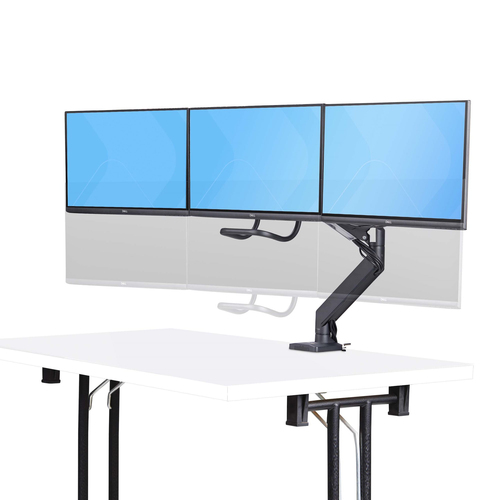 StarTech.com Crossbar Triple Monitor Desk Mount For Up To Three 27in Screens, VESA 75x75/100x100, Tool-Less Arm Adjustments, C-Clamp/Grommet, Spring-Assisted Arm
