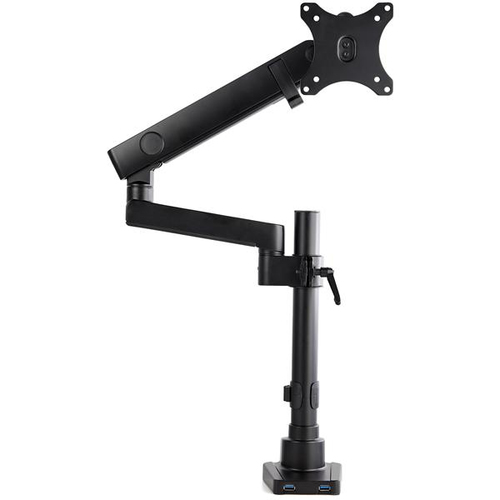StarTech.com Desk Mount Monitor Arm with 2x USB 3.0 Ports, Full Motion Single Monitor Mount, up to 34" (17.6lb/8kg) VESA Display, Clamp/Grommet Mount, Mechanical Spring