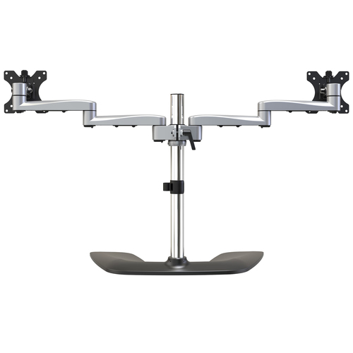 StarTech.com Dual Monitor Stand - Ergonomic Desktop Monitor Stand for up to 32" VESA Displays - Free-Standing Articulating Universal Computer Monitor Mount - Adjustable Height - Silver