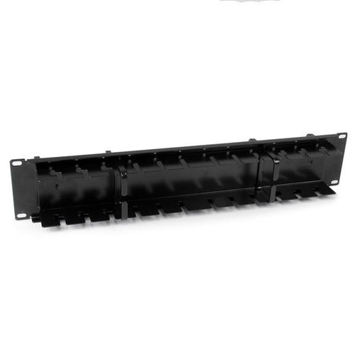 StarTech.com 2U Double-Sided Horizontal Cable Management Panel with Finger Duct & D-Ring Hooks