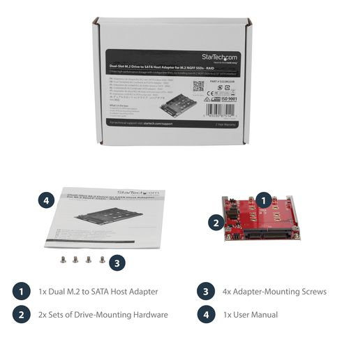 StarTech.com Dual-Slot M.2 Drive to SATA Adapter for 2.5" Drive Bay - RAID