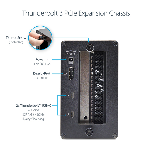 StarTech.com Thunderbolt 3 PCIe Expansion Chassis, External Enclosure W/Dual PCI Express Slots, PCIe Box for Laptops/Desktops/All-In-Ones, 8K/4K Output Via TB3/DP 1.4 Ports, For Video Capture/Fiber/Ethernet Cards - TAA