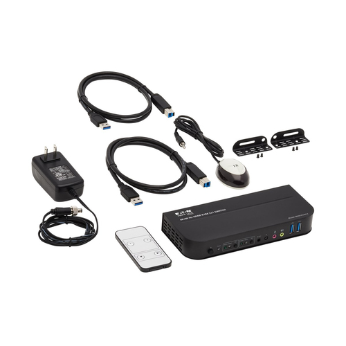Tripp Lite B005-HUA2-K 2-Port HDMI/USB KVM Switch - 4K 60 Hz, HDR, HDCP 2.2, IR, USB Sharing, USB 3.0 Cables