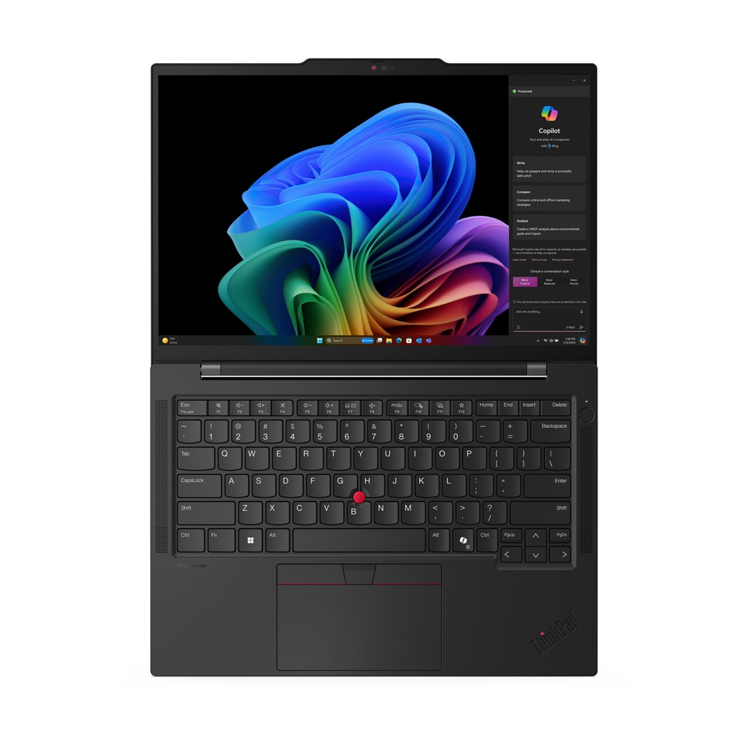 Lenovo ThinkPad T14s Gen 6 (Snapdragon) Copilot+ PC Qualcomm Snapdragon X1E-78-100 Laptop 35.6 cm (14") Touchscreen WUXGA 32 GB LPDDR5x-SDRAM 1 TB SSD Wi-Fi 7 (802.11be) Windows 11 Pro US English Black