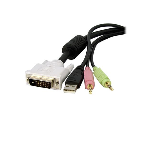 StarTech.com 10ft 4-in-1 USB Dual Link DVI-D KVM Switch Cable w/ Audio & Microphone