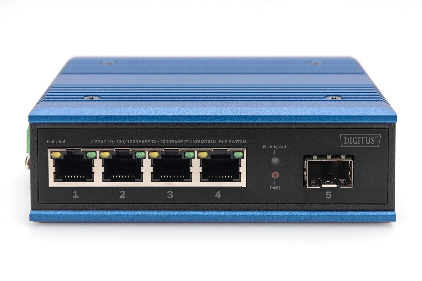 Digitus 4 port Gigabit Ethernet network PoE switch, industrial, unmanaged, 1 SFP uplink