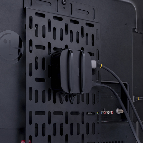 StarTech.com Universal TV Accessory Mount - Adjustable TV & Wall Mount Bracket - Media Players/Router/Modem/AV Switches & Extenders/Apple TV - Hidden Cable Box Mount Behind TV - 11lb (5kg)