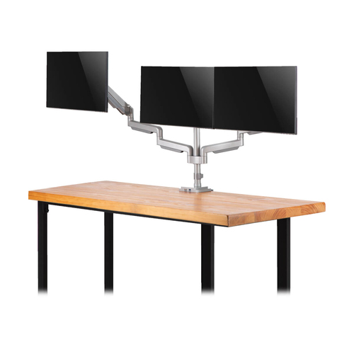 Tripp Lite DDR1730TAL Triple-Display Gas-Spring Flex-Arm Desktop Clamp and Grommet for 17” to 30” Flat-Screen Displays - USB and Audio Ports, Aluminum
