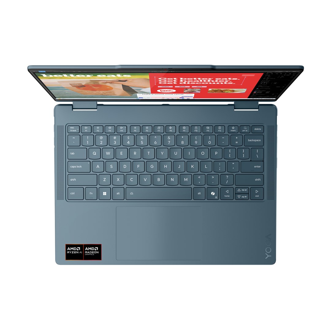 Lenovo Yoga 7 2-in-1 14AKP10 Copilot+ PC AMD Ryzen AI 5 340 Hybrid (2-in-1) 35.6 cm (14") Touchscreen WUXGA 16 GB LPDDR5x-SDRAM 512 GB SSD Wi-Fi 7 (802.11be) Windows 11 Home Teal