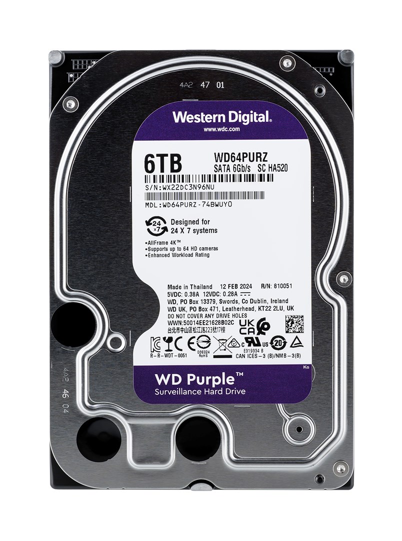 Western Digital Purple internal hard drive 6 TB 5400 RPM 256 MB 3.5" Serial ATA III