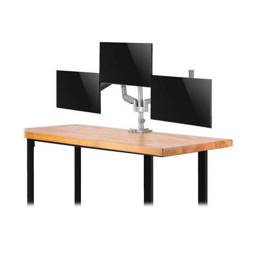 Tripp Lite DDR1730TAL Triple-Display Gas-Spring Flex-Arm Desktop Clamp and Grommet for 17” to 30” Flat-Screen Displays - USB and Audio Ports, Aluminum