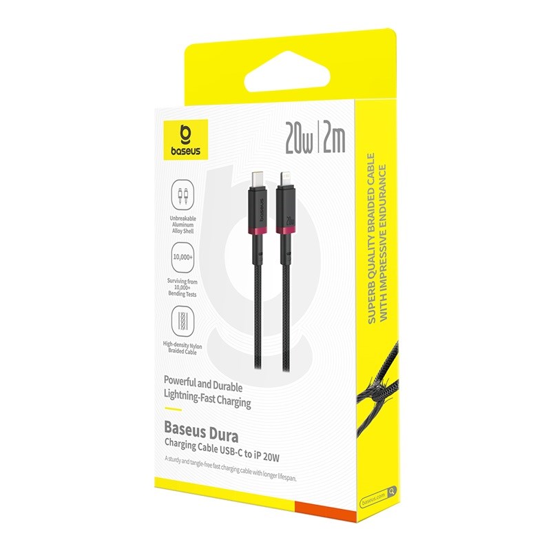 Baseus Dura Type C fast charging cable for iP 20 W 2 m Black Red