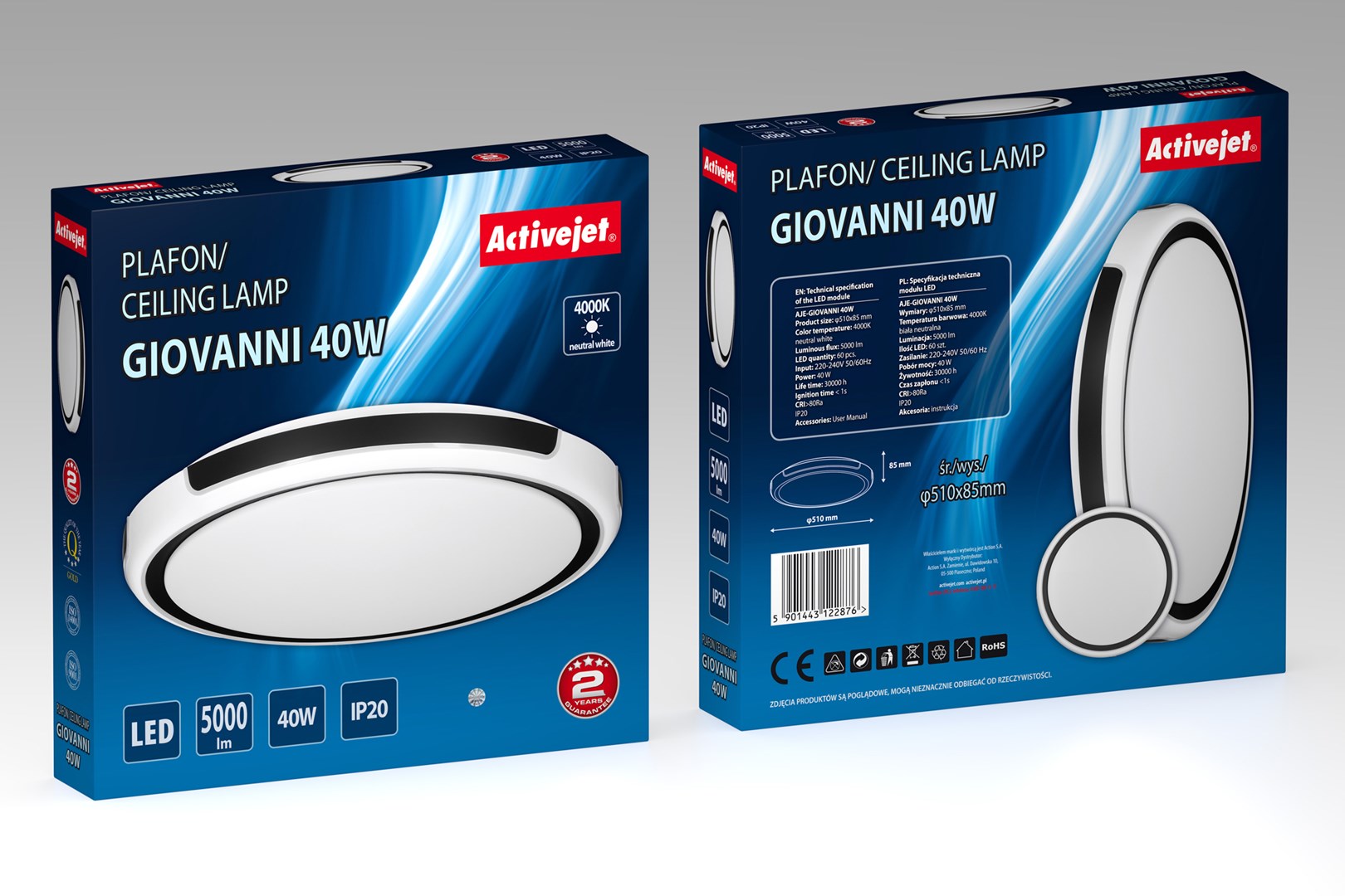 Activejet LED ceiling light AJE-GIOVANNI 40W