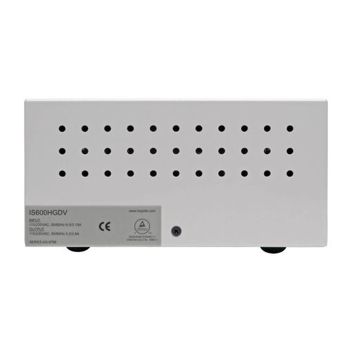 Tripp Lite IS600HGDV Isolator Series Dual-Voltage 115/230V 600W 60601-1 Medical-Grade Isolation Transformer, C14 Inlet, 6 C13 Outlets